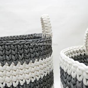 Ensemble de 3 paniers de rangement en tissu écologiques, motif rayé coloré, design tissé pour la décoration de la maison, rangement multifonctionnel pour vêtements - Product Image 4