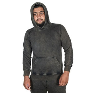 ชุดวอร์มผ้าฝ้ายแบบสวมหัวสีดำซักได้ใหม่ชุดออกกำลังกายผ้าฝ้ายขนแกะธรรมดา100% ขนาดสบายขายดีที่สุดสำหรับผู้ชาย - Product Image 6