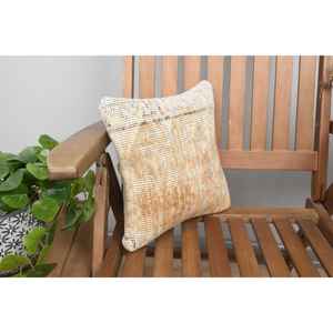 Oreiller Patchwork Kantha en laine beige 12x12 pouces Design Boho rustique tissé brodé imprimé Vintage Floral pour étage Noël - Product Image 2