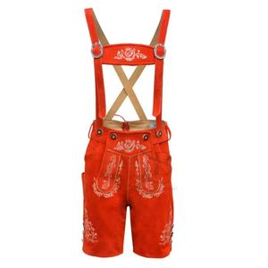 Shorts décontractés pour hommes en cuir véritable bavarois LEDERHOSEN, à séchage rapide, respirants, à taille mi-haute, brodés - Product Image 1