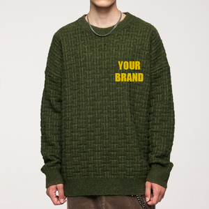 Customizable <b>Men's</b> Waffle Pattern <b>Sweater</b> Loose Fit <b>V</b>-<b>neck</b> with Custom Embroidered Logo Breathable Feature Autumn - Product Image 4