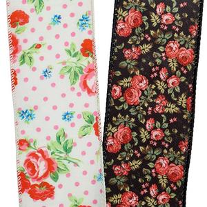 Handmade Mini Roses on Wired Grosgrain Ribbon Organza and Polyester for Birthday Gift Wrapping and Packaging - Product Image 3