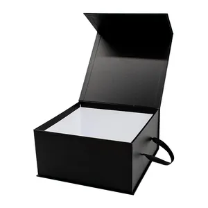 Benutzer definierte magnetische Geschenk boxen Verpackung Luxus für Geschenk karton Papier Faltbare Karte Falten schwarz Magnet deckel Verschluss boxen