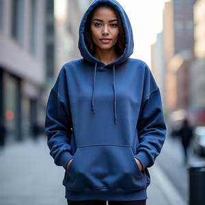 Pull-over de sport décontracté coupe-vent pour femmes à capuche épaule tombante Jogging Fitness vêtements avec logo avant pour la saison d'hiver - Product Image 4