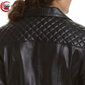 เสื้อเบลเซอร์หนังหรูหราสำหรับผู้หญิงดีไซน์ใหม่พร้อมกระดุมถักทอ - Product Image 5