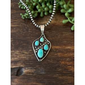 Pendentif Randy Billy Kingman serti de pierres avec incrustation de turquoise et d'argent sterling - Product Image 1