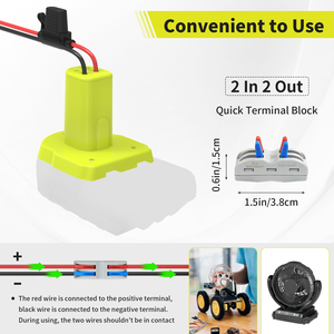 2 комплекта адаптеров, совместимых с аккумуляторами Ryo-bi 18V, комплект для переоборудования с предохранителями и клеммами для проводов 12 AWG, материал ABS - Product Image 6