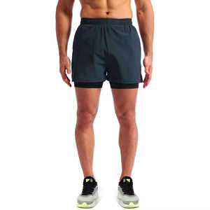 Vêtements de sport pour hommes 2-en-1 Short de sport en maille respirante Séchage rapide et imperméable Short décontracté grande taille avec poches - Product Image 1