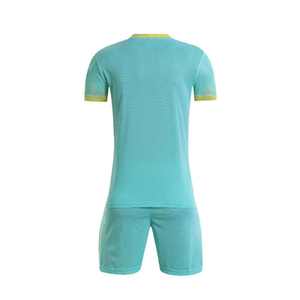 Uniforme de football haut de gamme pour hommes |   Kit de performance vert menthe et jaune |   Ensemble de maillot et short de football pour entraînement d'équipe adulte, vêtements de sport - Product Image 2