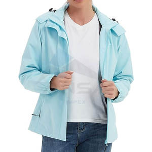 Impermeable para Mujer con Capucha, Chaqueta Ligera para Senderismo, Cortavientos Softshell para Todo Tipo de Clima, Azul Claro - Product Image 4