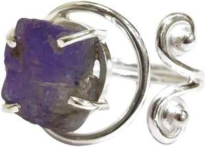 Anillo de Tanzanita Natural en Bruto para Mujer, Piedra Natal de Diciembre, Anillo Ajustable, Joyería Hecha a Mano para Navidad, Anillo de Plata de Ley 925 - Product Image 3