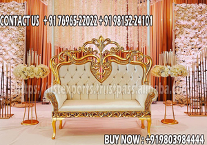 Elegante Chaise Longue Italiana en Oro Blanco para Escenario de Boda, Sofá Estilo Maharaja en Oro Blanco para Bodas, Sofá Real para Escenarios en EE. UU. - Product Image 5