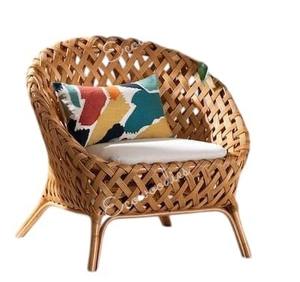 Silla moderna de ratán natural bohemio Robista, sofá de relajación con respaldo, para sala de estar y restaurante - Product Image 6