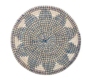 Natural Seagrass <b>Placemats</b> with Floral and Geometric Motifs Round Woven <b>Table</b> Mats Eco Friendly Rustic <b>Dining</b> <b>Table</b> Decor - Product Image 3