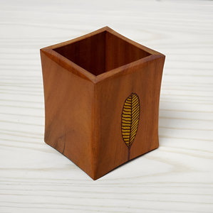 Decorative Leaf Design Wooden Cutlery Holder Best Wood Spoon and Fork Box Kitchen & Tabletop - Product Image 2