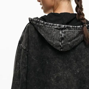 Sweat à capuche en toile sur mesure pour femmes avec logo avant d'hiver respirant écologique noir - Product Image 4