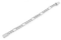 Bracelet Hip Hop pour Homme, Maillons Figaro 8mm, Plaqué Or 14K, Diamants de Laboratoire Taille Brillant, Chaîne Cubaine Givrée 6.00CTW Jaune