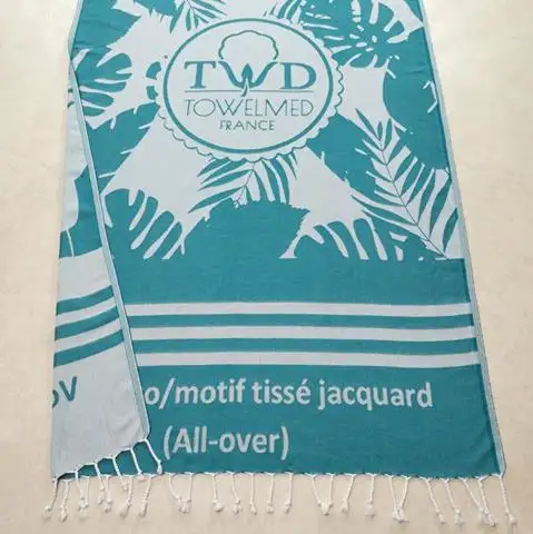 Personalización Jacquard 100% algodón tradicional turco Fouta logotipo personalizado diseño jacquard tejido pestemal playa baño Hotel toalla