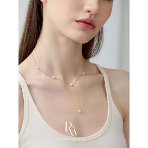 Collana a Y Placcata in Oro 18K con Perla Autentica e Perline, Regalo per Lei - Product Image 5