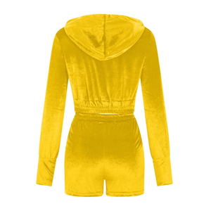 Zip up <b>Hoodie</b> Velvet Velour 2 Piece <b>Biker</b> Shorts Sets Cotton Custom Logo Lounge Wear Casual Women Set <b>for</b> Girls - Product Image 3