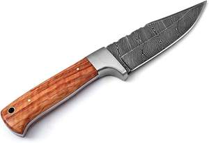 Couteau Skinner en acier damassé fait à la main manche en bois couteau Skinner de chasse tactique - Product Image 4