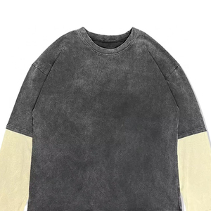 Custom Logo <b>Long</b> Acid Wash Double <b>Sleeve</b> <b>Men's</b> T Shirt for <b>Men</b> Oversized t Shirt <b>Top</b> Trendy Acid Wash Double <b>Sleeve</b> Shirt - Product Image 4