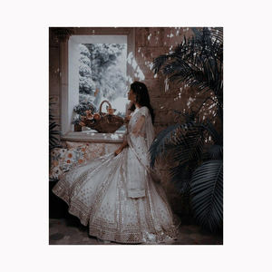 Lehenga choli ผ้าเย็บปักถักร้อยสำหรับผู้หญิง lehanga choli สำหรับงานแต่งงานและงานเทศกาล - Product Image 2