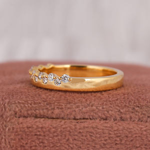 Alliance en or jaune 14 ct certifiée avec diamants classiques de laboratoire à sept coupes, plaqué or rose, cadeau d'anniversaire pour filles - Product Image 1