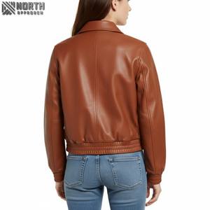Vêtements d'hiver personnalisés 2025 bonne qualité veste en cuir pour femmes décontracté mince cuir femmes mode veste en cuir personnalisé dames - Product Image 2