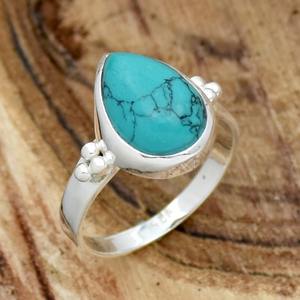 <b>Boho</b> Style Trending <b>Ring</b> 925 Solid Sterling <b>Silver</b> Fashion Green Turquoise Woman Girls Jewelry Perfect Wedding Gift for Her - Product Image 3