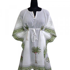 Indian Cotton <b>Kaftans</b> Free Size Hand Block Printed Fashionable Short Sleeve Beachwear Best Price <b>Sale</b> - Product Image 3