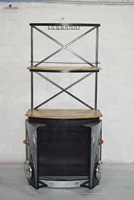 Comptoir de bar haut moderne en bois de manguier massif avec structure en métal et support en verre, pour usage domestique, commercial ou extérieur