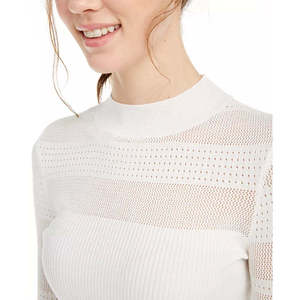 Maglione Crave Fame Junior Bianco Taglia Media con Bordi in Pointelle, Traspirante, Stampa Intrecciata, Moda Autunno/Inverno, Applicazioni Logo Frontali - Product Image 3