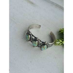 Navajo Handmade Sonoran Gold Turquoise & Sterling <b>Silver</b> Fashion <b>Cuff</b> <b>Bracelet</b> - Product Image 4