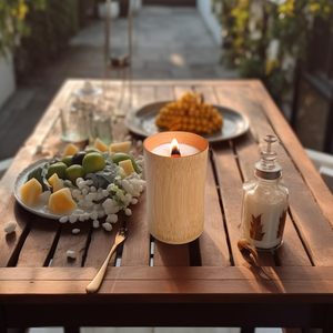 Acogedor soporte de velas para decoración de bodas, velas grandes de bambú para centros de mesa - Product Image 3