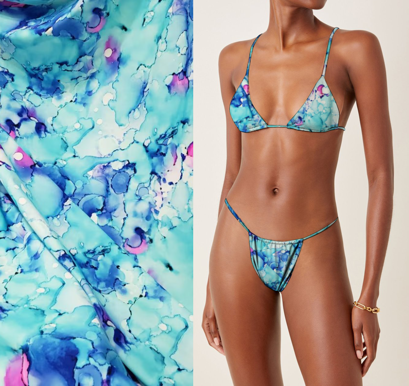AntiUV UPF 50 Recycled Polyester Swimwear Fabric Knitted Warp Stretch Eco-Friendly Printed Spandex