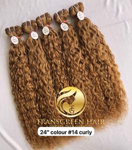 Extensiones humanas de visón Camboyano de 24 pulgadas, templo indio virgen, calidad superior, 100%, color suave crudo de un solo donante, #14, color rizado - Product Image 2