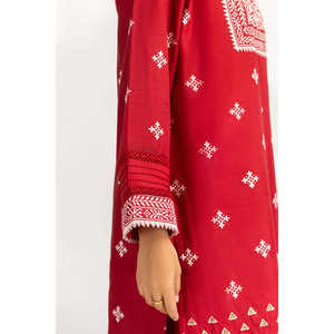 Conjunto de Traje de 3 Piezas en Papel y Algodón Estampado Color Granate para Mujer - Product Image 4