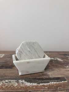 Ensemble de sous-verres en marbre blanc vintage, ensemble de sous-verres en pierre naturelle, décoration classique de table et de café - Product Image 2