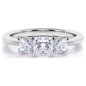 โมเดิร์น1กะรัตเจ้าหญิงตัด Moissanite-3แหวนหมั้นหิน-ปัจจุบันอดีตปัจจุบันแหวนอนาคต-18K สีขาวทองมากกว่าเงิน - Product Image 4