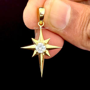 เครื่องประดับเพชรที่ปลูกในห้องปฏิบัติการทองคำ14K ดาวเหนือจี้เพชรชั้นดี - Product Image 3