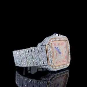 Montre en diamant Moissanite haut de gamme, cadran glacé brillant, bracelet en acier inoxydable durable, mouvement mécanique, cristal saphir, édition limitée - Product Image 6
