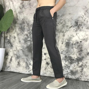 NH89 Pantalon en lin à cordon pour hommes, jambe droite, coupe décontractée, tissu léger et respirant, idéal pour l'été, tenue décontractée quotidienne. - Product Image 3