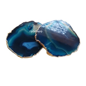Wholesale European Style <b>Coasters</b> Blue Agate Natural Stone Mats Pad OEM Agate <b>Coaster</b> for Cup Holders - Product Image 1