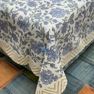 Nappe indienne en coton imprimé bloc, nappe florale pour table à manger belle décoration de table à dîner imprimée prix usine - Product Image 5