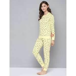 2025 hiver femmes décontracté pour salon porter 2 pièces ensemble solide imprimé chemise de nuit Joggers pantalons pantalons de survêtement avec col rond - Product Image 4