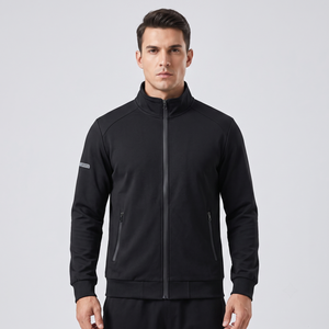 Chaqueta Deportiva Personalizada para Hombre con Cierre Completo - Negra, Impermeable, Ligera, de Poliéster y Spandex, Anti-UV, con Cuello Alto - Product Image 1