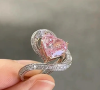 Bague de fiançailles en diamant Moissanite en forme de cœur rose de 3 ct Bague en argent sterling 925 personnalisée Cadeau pour elle