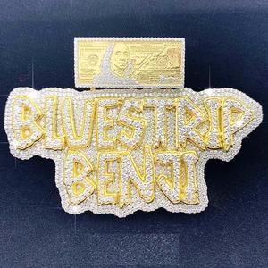 Colgante personalizado de moissanita de oro blanco de 14 quilates VVS corte princesa real estilo Hip-Hop letra colgante personalizado forma de diamante chapado en oro - Product Image 1