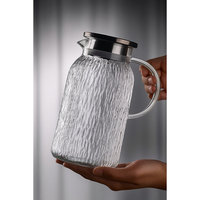 ERKUGO # Carafe en verre borosilicate moderne IceJug 1500 ML avec couvercle en acier inoxydable sous vide, résistante à la chaleur, passe au lave-vaisselle, pour usage domestique, pour adultes
